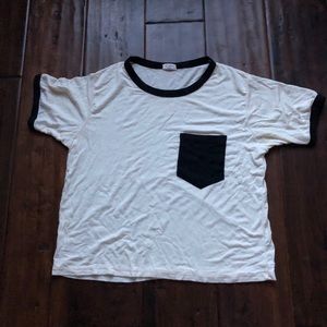 Cream crop top with pocket